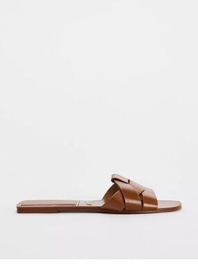 Zara Flat Crossed Leather Sandals